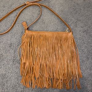 Leather fringe purse